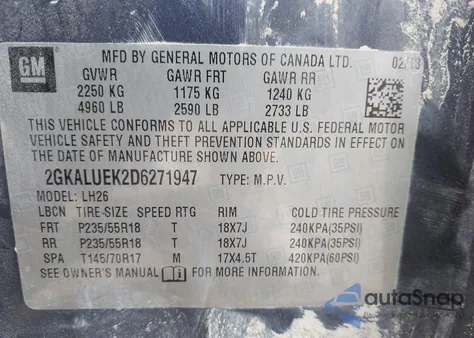 2013 GMC Terrain Slt-1 z USA, uszkodzony, nr VIN 2GKALUEK2D6271947